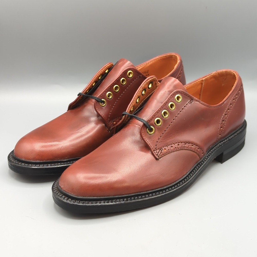 Vintage LL Bean Leather Plain Toe Derby Dress Shoes Mens 10.5 C Brown USA
